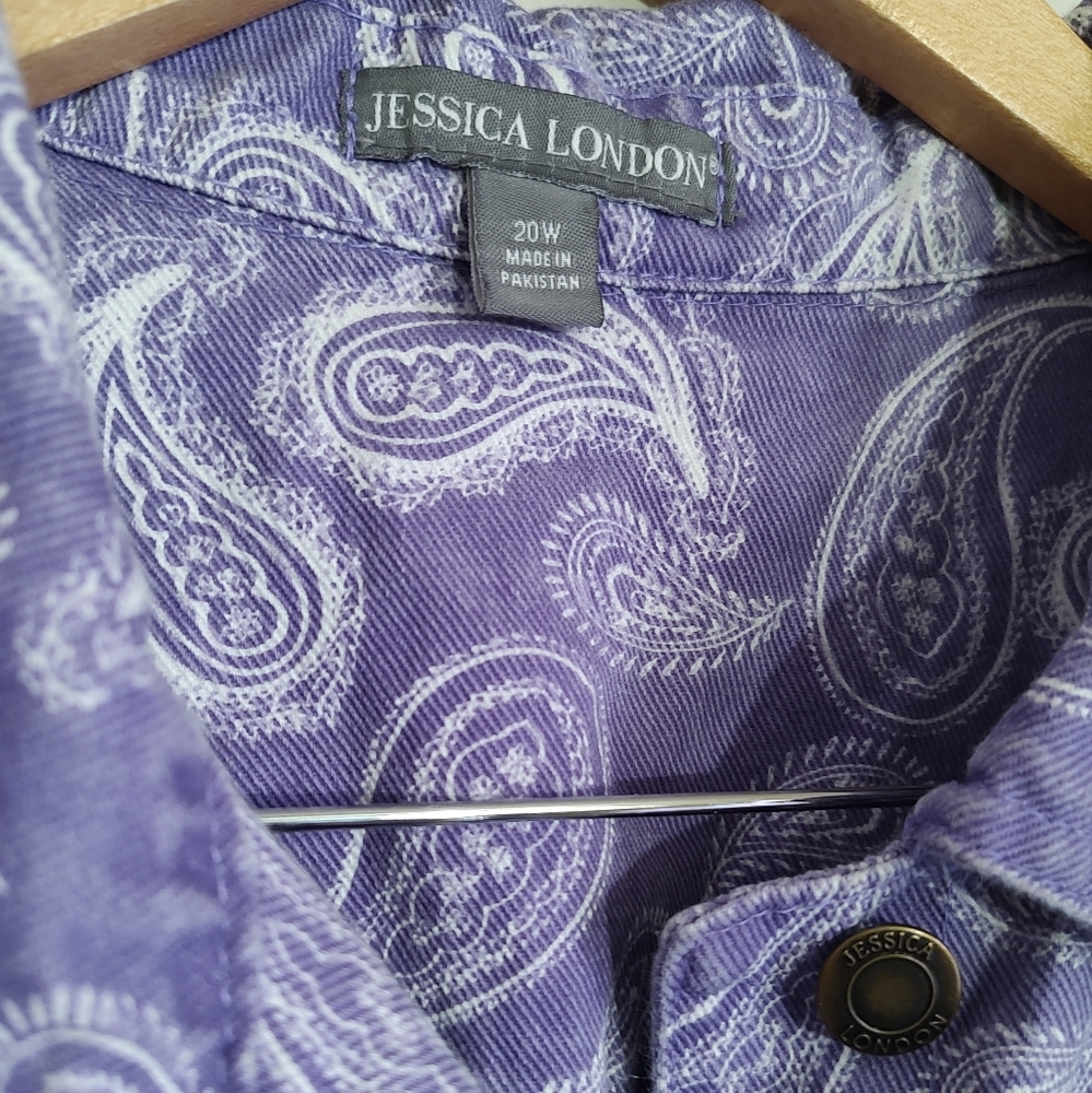 Jessica London Paisley Purple Denim Jacket - Picture 4 of 7